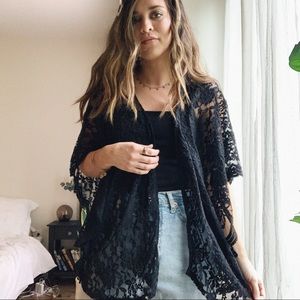 Black lace kimono, boho + perfect for a summer fit